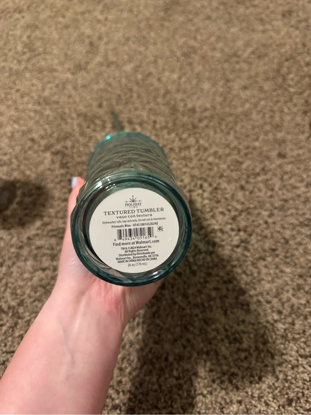 Iridescent Teal Diamond Tumbler with Straw